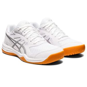 ASICS Women's Upcourt 5 Volleyball Shoes, 8.5, White/Pure Silver