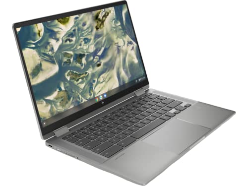 HP Chromebook x360 14C-CC0047NR 14-Inch Touchscreen 2 in 1 Laptop Intel Core i3, 8GB DDR4 RAM, 128GB SSD, Convertible Tablet, MicroSD Reader, USB C, Wifi, Bluetooth, ChromeOS, Mineral Silver (Renewed)