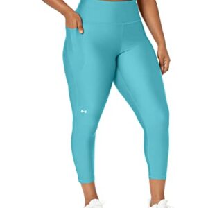 Under Armour Women's Standard HeatGear High Waisted Ankle No-Slip Leggings, (433) Glacier Blue / / White, Large