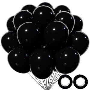 black balloons12 inch, party black ballons, black latex balloons for black party decor, 100 pack round helium balloons for black themed birthday balloons decorations baby shower -black