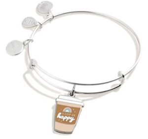 alex and ani expandable bangle for women, a cup of happy charm, shiny silver finish, 2 to 3.5 in