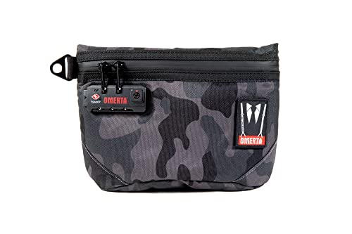 DIME BAGS Omerta Collector with Lock | Carbon Filter Pouch | Internal Organization and TSA-Approved 3-Digit Combination Lock (9 Inch, Camo)