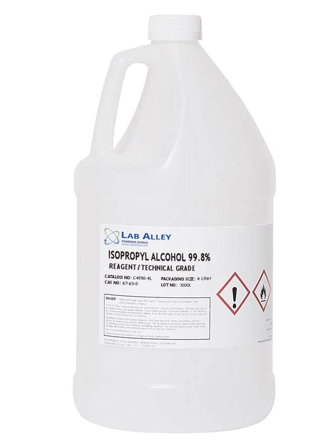 Isopropyl Alcohol 99.8% Lab Grade, 4 x 4 Liters Case