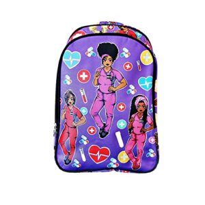 reflections by zana backpack for african american nurses, healthcare workers - durable & high-capacity carry laptops up to 17 inches - purple