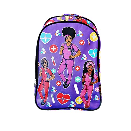 Reflections By Zana Backpack for African American Nurses, Healthcare Workers - Durable & High-Capacity Carry Laptops up to 17 Inches - Purple