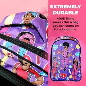 Reflections By Zana Backpack for African American Nurses, Healthcare Workers - Durable & High-Capacity Carry Laptops up to 17 Inches - Purple