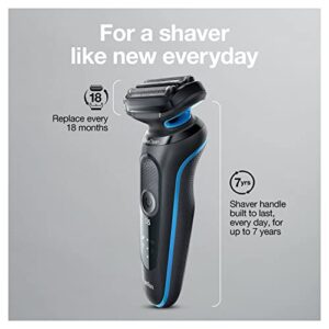 Braun Series 5 5031s Electric Shaver with Precision Trimmer and Cleansing Brush Attachments, Wet & Dry, Rechargeable, Cordless Foil Shaver, Blue