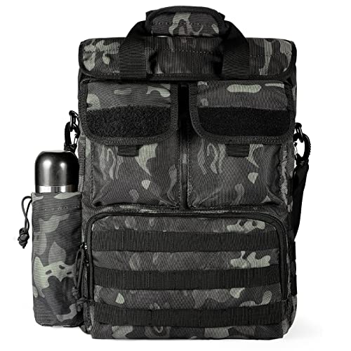 AlcyoneusD Tactical Briefcase,17.3 Inch Military Laptop Messenger Bag Shoulder Crossbody Bag Handbag for Men (17.3''Black Camouflage)