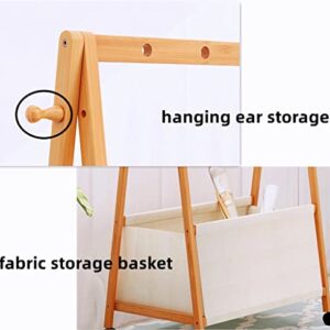 GLISOO Bamboo Garment Rack, fabric storage & Coat Clothes Hanging with 4-Tire Box Racks with Clothing Storage Organizer for For Entryway and Bed Room Patented Design