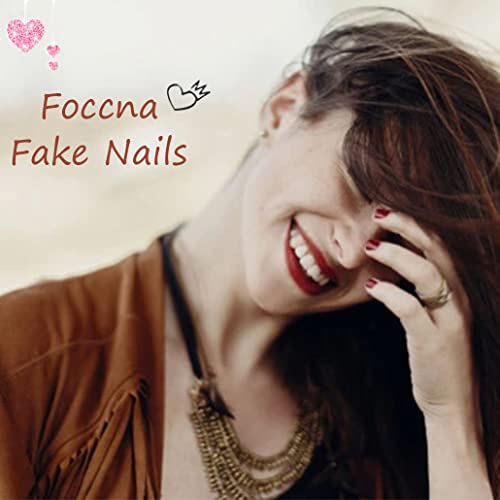 Foccna 24pcs Nude Press on Nails Fake Nails Square Glossy Short False Nail Tips Artificial Finger Manicure for Women and Girls