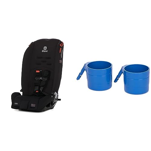 Diono Radian 3R, 3-in-1 Convertible Car Seat, Rear Facing & Forward Facing, Jet Black & Car Seat Cup Holders for Radian, Everett and Rainier Car Seats, Pack of 2 Cup Holders, Blue Sky