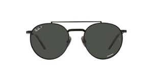 ray-ban rb8237 round ii titanium sunglasses, black/polarized dark grey, 53 mm