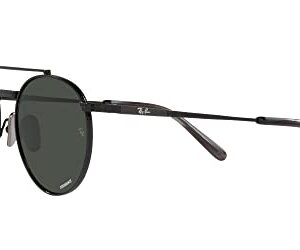 Ray-Ban RB8237 Round II Titanium Sunglasses, Black/Polarized Dark Grey, 53 mm