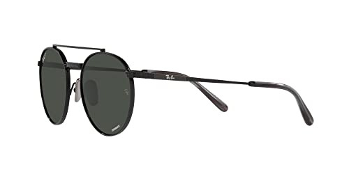 Ray-Ban RB8237 Round II Titanium Sunglasses, Black/Polarized Dark Grey, 53 mm