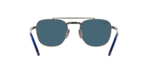 Ray-Ban RB8258 Frank II Titanium Pilot Sunglasses, Gunmetal/Polarized Blue, 54 mm