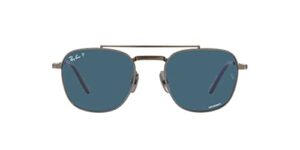 ray-ban rb8258 frank ii titanium pilot sunglasses, gunmetal/polarized blue, 54 mm