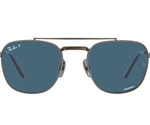 Ray-Ban RB8258 Frank II Titanium Pilot Sunglasses, Gunmetal/Polarized Blue, 54 mm