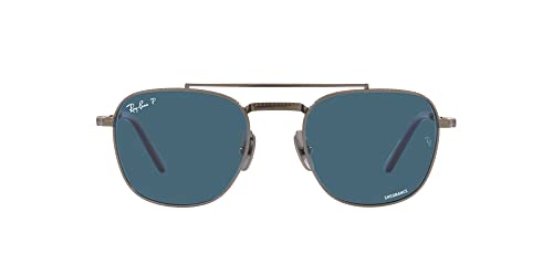 Ray-Ban RB8258 Frank II Titanium Pilot Sunglasses, Gunmetal/Polarized Blue, 54 mm