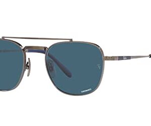 Ray-Ban RB8258 Frank II Titanium Pilot Sunglasses, Gunmetal/Polarized Blue, 54 mm