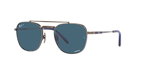 Ray-Ban RB8258 Frank II Titanium Pilot Sunglasses, Gunmetal/Polarized Blue, 54 mm