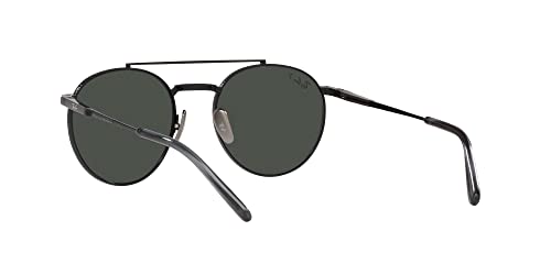 Ray-Ban RB8237 Round II Titanium Sunglasses, Black/Polarized Dark Grey, 50 mm