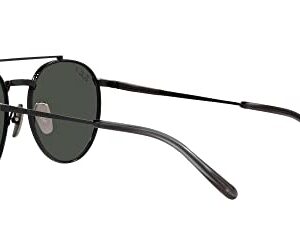 Ray-Ban RB8237 Round II Titanium Sunglasses, Black/Polarized Dark Grey, 50 mm