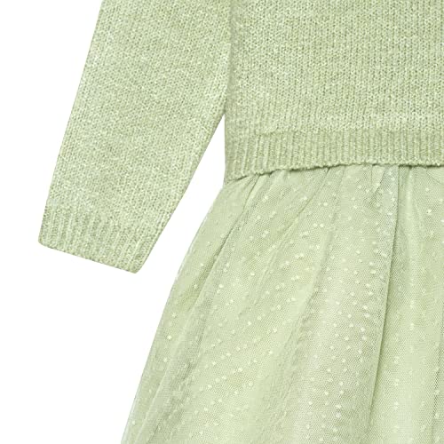 Gerber Baby and Toddler Girls Sweater Dress with Tulle Skirt, Green, 18 Months