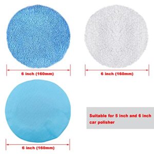 SIQUK 12 Pieces Car Polisher Pad Bonnet 5-6 Inch Polishing Bonnets Microfiber Waxer Bonnet Polishing Pad Bonnet Buffing Pad Cover Buffer Bonnets for Car Polisher