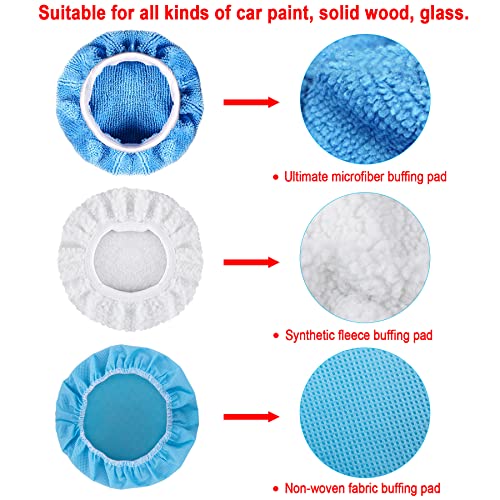 SIQUK 12 Pieces Car Polisher Pad Bonnet 5-6 Inch Polishing Bonnets Microfiber Waxer Bonnet Polishing Pad Bonnet Buffing Pad Cover Buffer Bonnets for Car Polisher