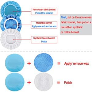 SIQUK 12 Pieces Car Polisher Pad Bonnet 5-6 Inch Polishing Bonnets Microfiber Waxer Bonnet Polishing Pad Bonnet Buffing Pad Cover Buffer Bonnets for Car Polisher