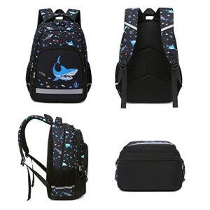 Kouxunt School Backpack for Girls Boys Teens, Kids Elementary Middle School Bag Bookbag (Shark)