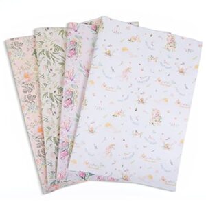 Larcenciel Gift Wrapping Paper, Birthday Wrapping Paper for Girls - Pretty Unicorn Floral Design, Gift wraps Perfect for Birthday, Mothers Day, Wedding, Baby Shower, Any Occasion, 4 Sheets 27.5x19.6in