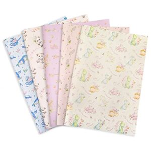 Larcenciel Gift Wrapping Paper for Kids - 5 Sheets of Cute Unicorn, Dinosaur, Panda, Elephant, and Whale Designs - Perfect for Birthdays, Holidays, and More (27.5x19.6inch)