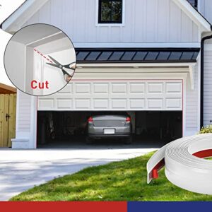 FOSLUOC Garage Door Seal Top and Sides Seal Strip White 34.4FT Rubber Weather Stripping Replacement Soft and Hard Composite, Weatherproofing Universal Sealing Professional.