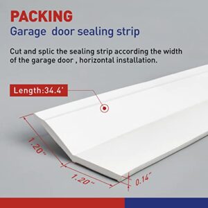 FOSLUOC Garage Door Seal Top and Sides Seal Strip White 34.4FT Rubber Weather Stripping Replacement Soft and Hard Composite, Weatherproofing Universal Sealing Professional.