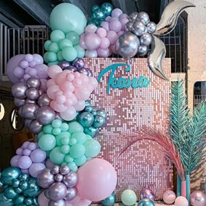 164pcs mermaid balloon garland kit-mermaid tail balloons arch party decorations with metallic purple pink and blue balloons for girls little mermaid ariel birthday under the sea party decor baby shower supplies