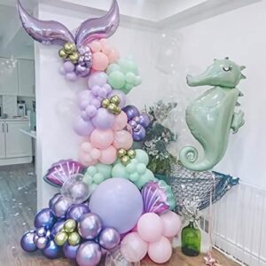 164Pcs Mermaid Balloon Garland Kit-Mermaid Tail Balloons Arch Party Decorations with Metallic Purple Pink and Blue Balloons for Girls Little Mermaid Ariel Birthday Under The Sea Party Decor Baby Shower Supplies