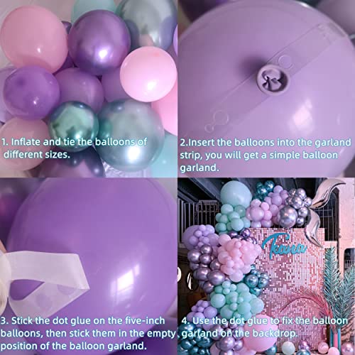 164Pcs Mermaid Balloon Garland Kit-Mermaid Tail Balloons Arch Party Decorations with Metallic Purple Pink and Blue Balloons for Girls Little Mermaid Ariel Birthday Under The Sea Party Decor Baby Shower Supplies