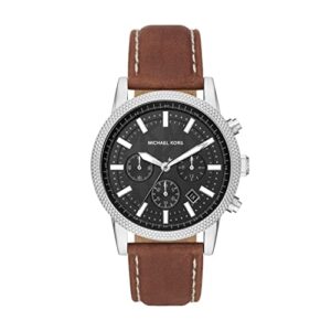 michael kors hutton chronograph luggage leather watch (model: mk8955)
