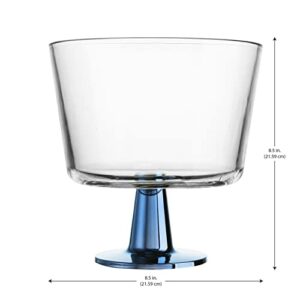 Elegant Home Glass Color Footed Trifle Fruit/Salad Bowl (Blue)