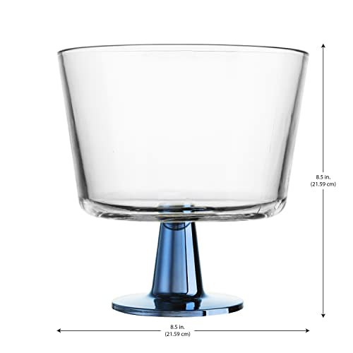 Elegant Home Glass Color Footed Trifle Fruit/Salad Bowl (Blue)