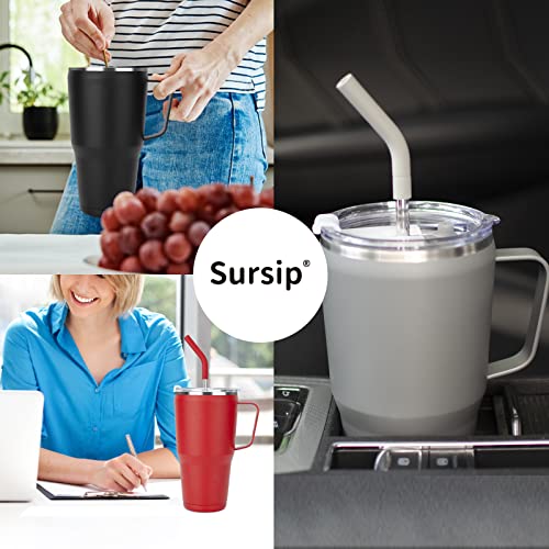 Sursip 30oz Mug Tumbler-Stainless Steel Vacuum Insulated Mug with Handle,Lid and Straw,Fit for Car Holder,Keeps Drinks Cold up to 24 Hours,Sweat Proof and Leak Proof,Dishwasher Safee-Green&Pink