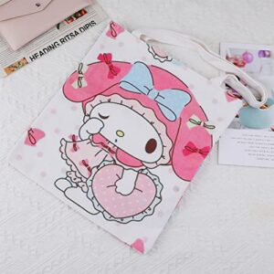 G-Ahora Cartoon Kitty Canvas Reusable Tote Bag Kawaii Kitty Portable Storage HandBags for Women Girl Student-8