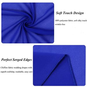 Wedding Arch Draping Fabric Blue 20FT 2 Panels Chiffon Fabric Drapery Royal Blue Sheer Backdrop Curtains Wedding Arches for Ceremony Sheer Fabric for Ceiling Drapes Bridal Archway Wedding Arch Drape