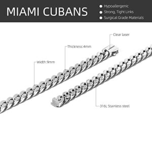 CaptainSteeL Miami Cuban Chain Necklace for Men/Women,316L Stainless Steel 5/9MM Width 18"/20"/22"/24"Length Fashion Snap Button Hip Hop Jewelry,Cuban Link Chain Gold Plated/Stainless Steel with Gift Box