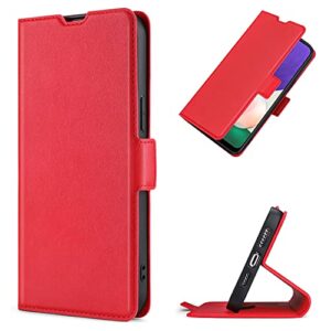 compatible with oppo reno 6 pro 5g wallet case, ultra slim flip folio pu magnetic leather case with card slot, full protection phone cover for oppo reno 6 pro 5g, red