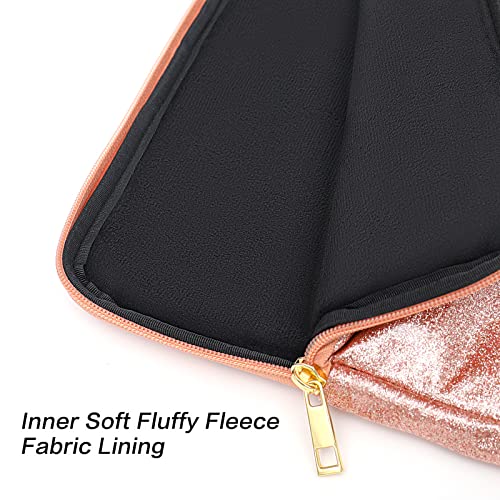 MOSISO Laptop Sleeve Compatible with MacBook Air/Pro, 13-13.3 inch Notebook, Compatible with MacBook Pro 14 2023-2021 A2779 M2 A2442 M1, Waterproof PU Leather Vertical Bag with Pocket&Belt, Rose Gold