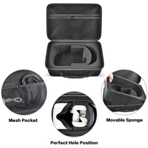 Carrying Case Compatible with Oculus Quest 2/ for Meta Advanced All-in-One Virtual Reality Headset/Touch Controllers/Elite Strap VR2 Accessories with Silicone Face Cover, Lens Protector-Black