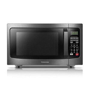 Toshiba EM131A5C-BS Microwave Oven, 1.2 Cu Ft, Black Stainless Steel & Tovolo Easy Grip, Collapsible Microwave Cover 10.5 Inch, Stratus Blue, 1 Count (Pack of 1)