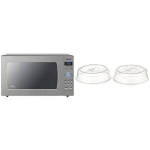 panasonic oven with cyclonic wave inverter technology, 1250w, 2.2 cu.ft. countertop microwave (stainless steel/silver), stainless & nordic ware splatter microwave cover, 10-inch (pack of 2), clear